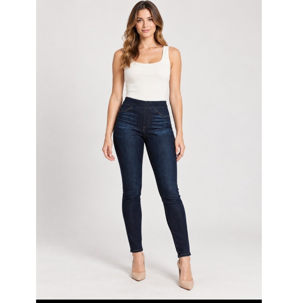 Paige Hoxton High Rise Ultra Skinny Transcend Jeans Dark Indigo Pull On 24